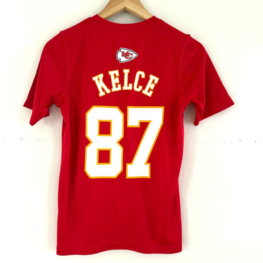 Kansas City Chiefs Travis Kelce #87 NFL‎ T Shirt Youth Size Medium Red Unisex